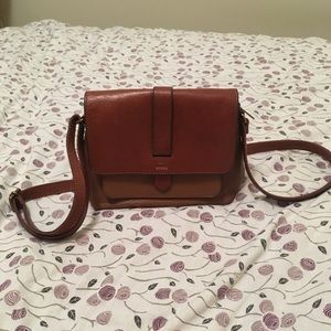 Fossil Brown leather small crossbody handbag